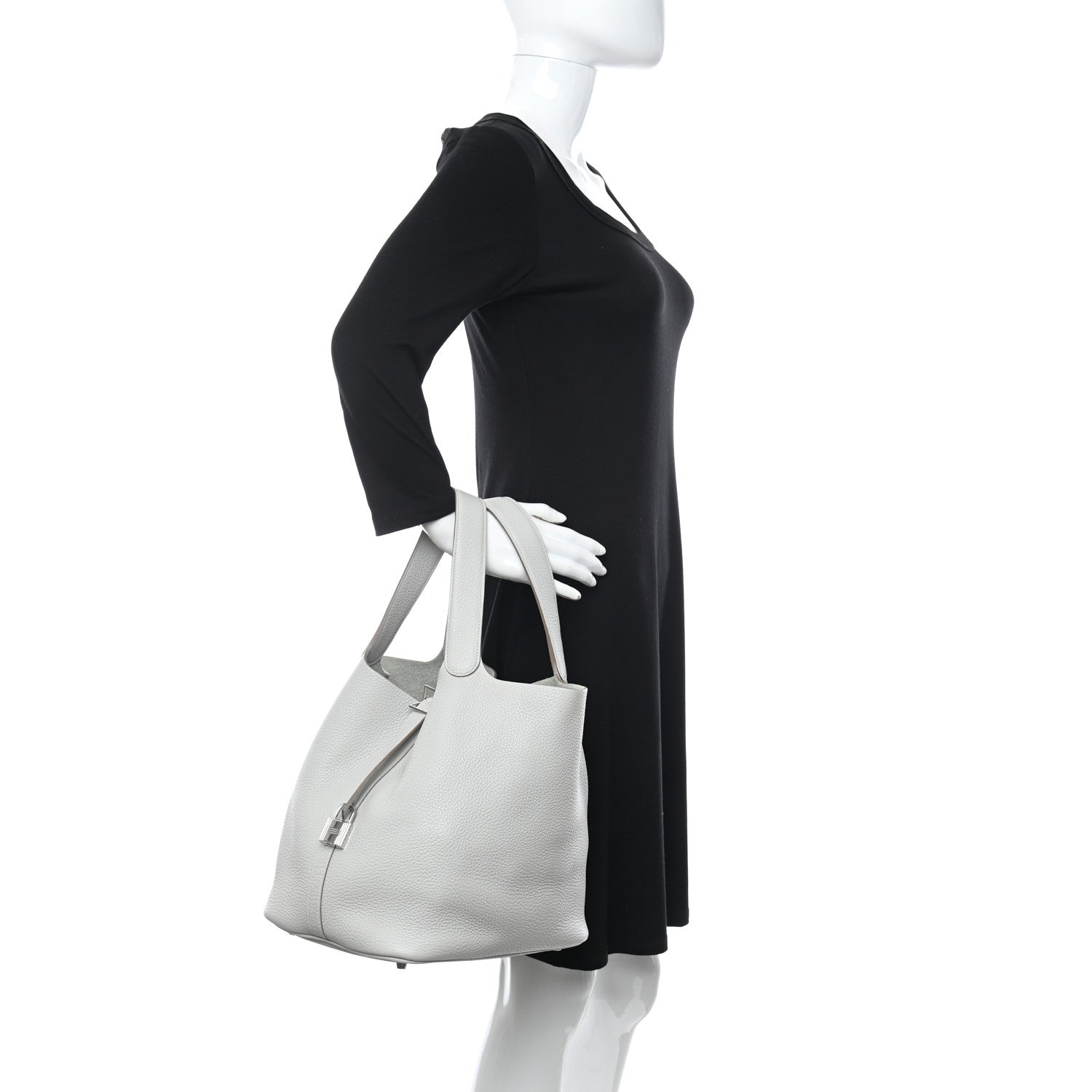 Hermes Taurillon Clemence Picotin Lock 26 GM Gris Perle 2 of 11