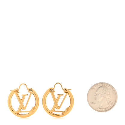 Louis Vuitton Metal Small Louise Hoop Earrings Gold 2 of 5