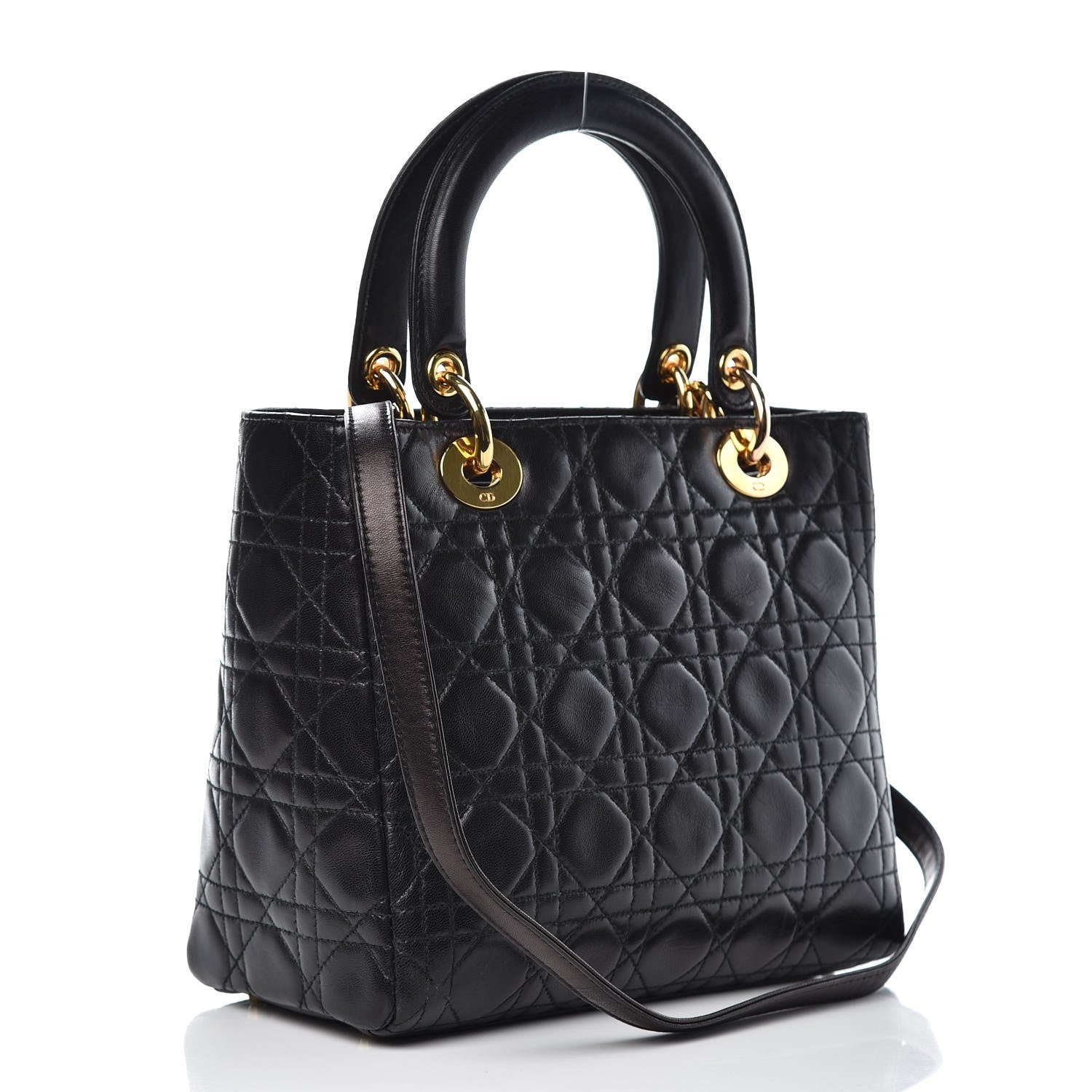 Christian Dior Lambskin Cannage Medium Lady Dior Black 3 of 11