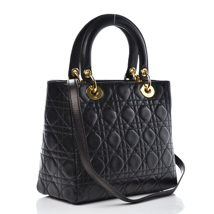 Christian Dior Lambskin Cannage Medium Lady Dior Black 3 of 11