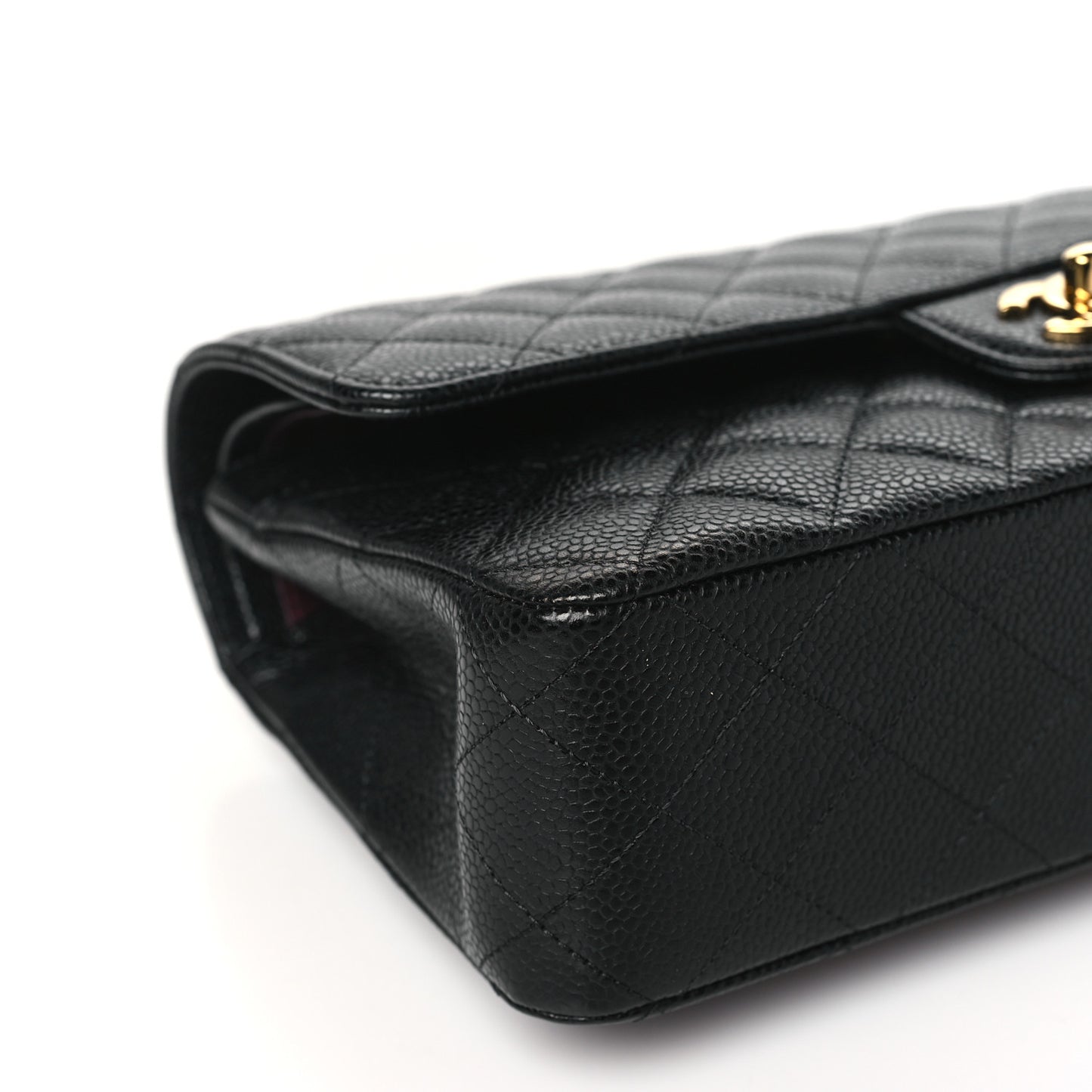Caviar Quilted Medium Double Flap Black