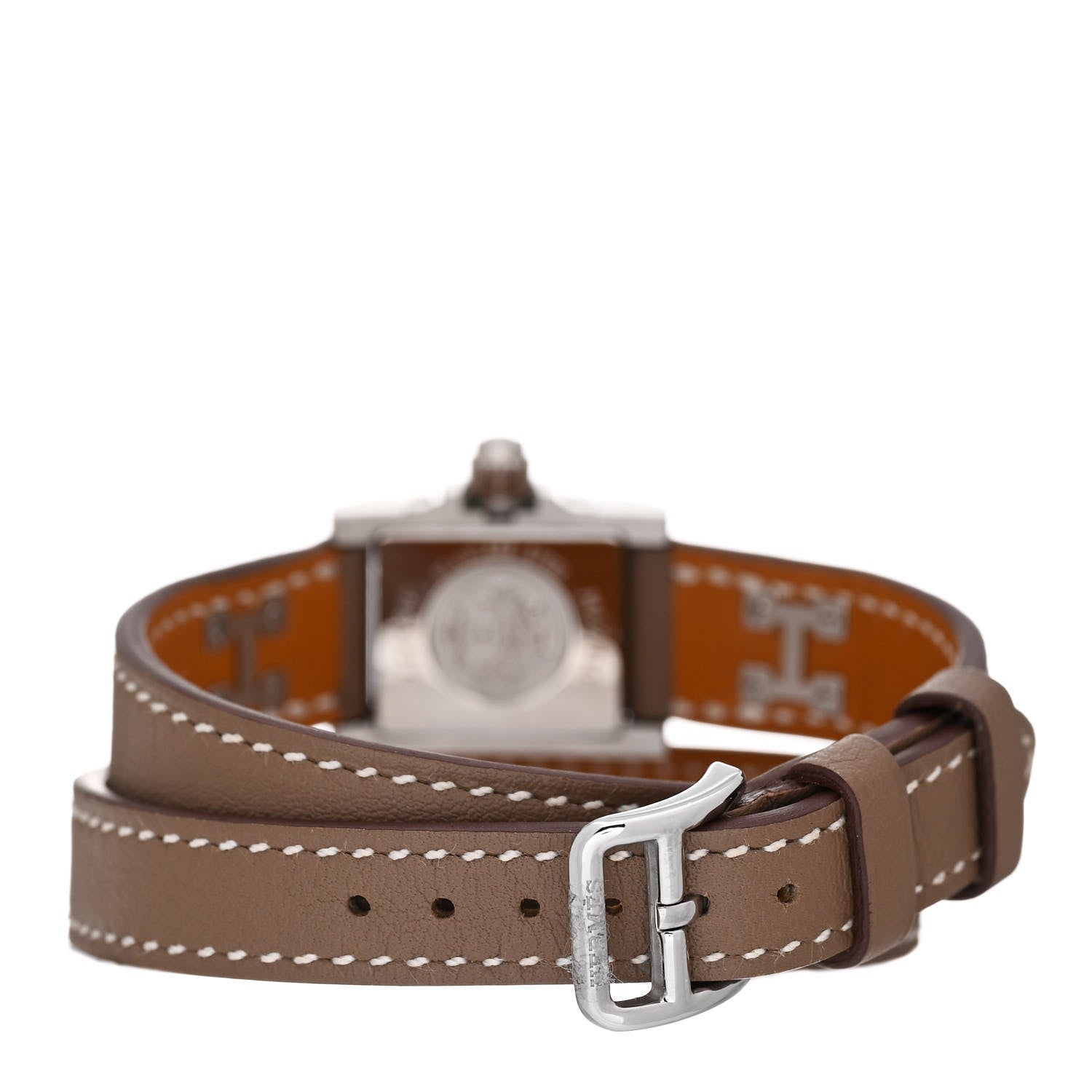 Hermes Stainless Steel Swift 16mm Medor Double Tour Quartz Watch Etoupe 4 of 6