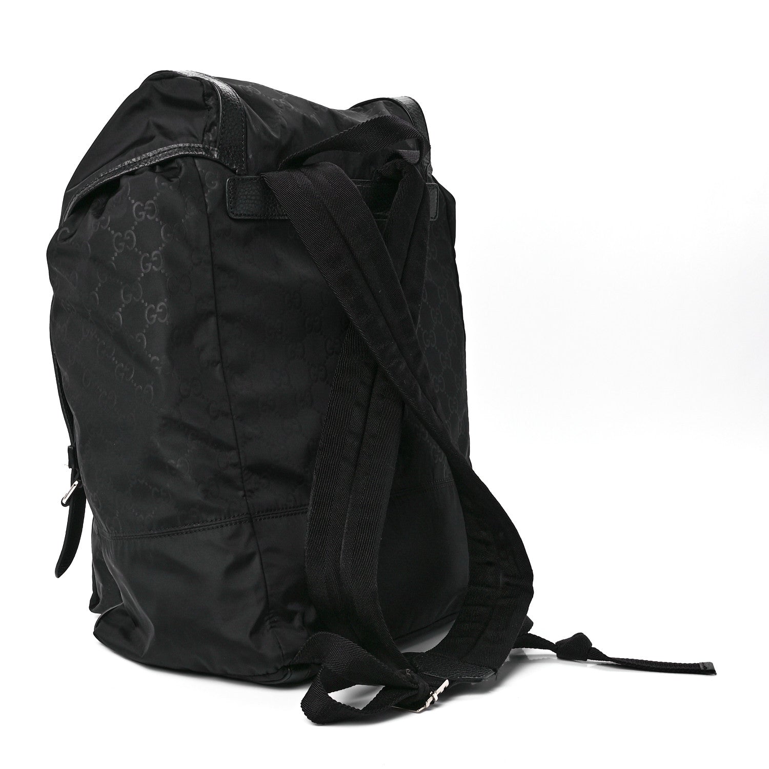 Gucci Nylon Monogram Medium Light Double Buckle Backpack Black 3 of 14