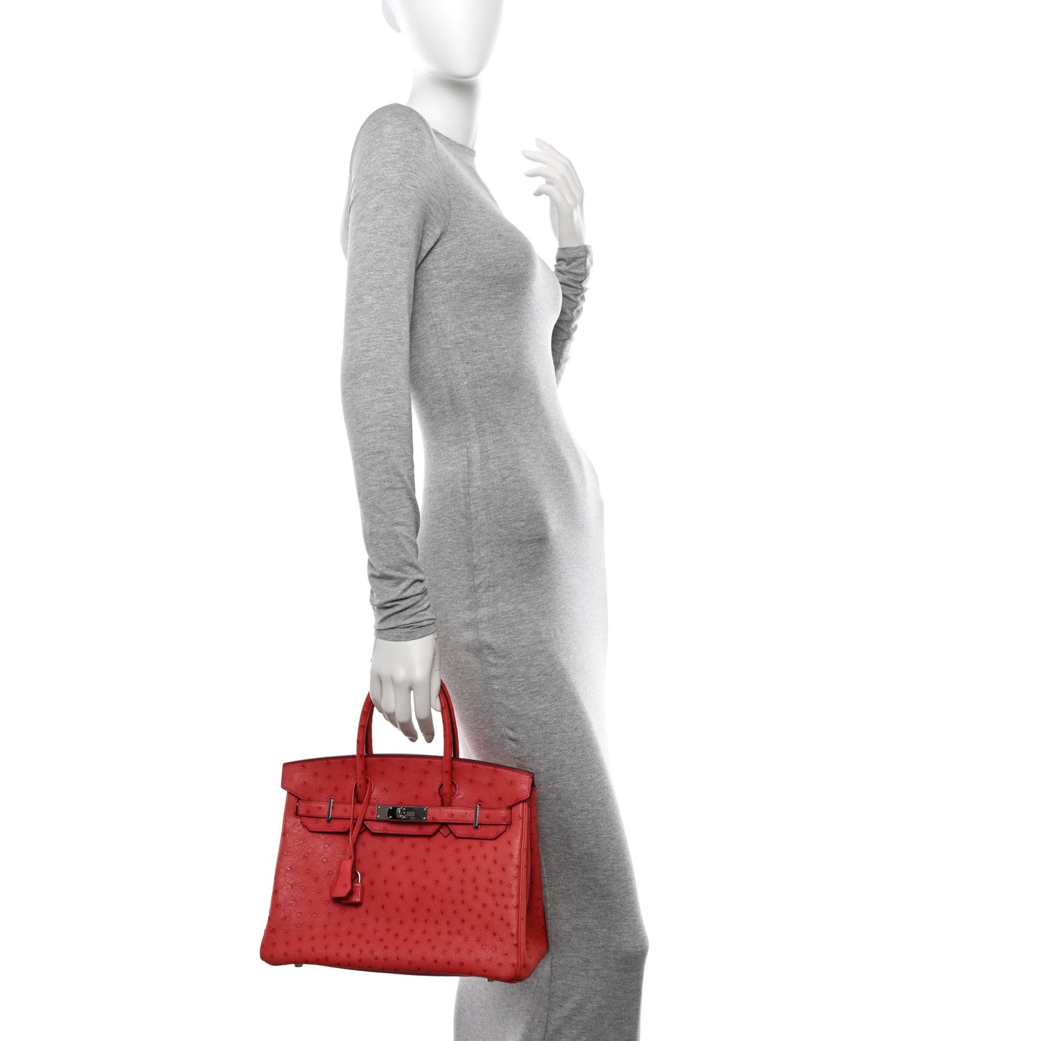 Hermes Ostrich Birkin 30 Rouge Vif 3 of 11