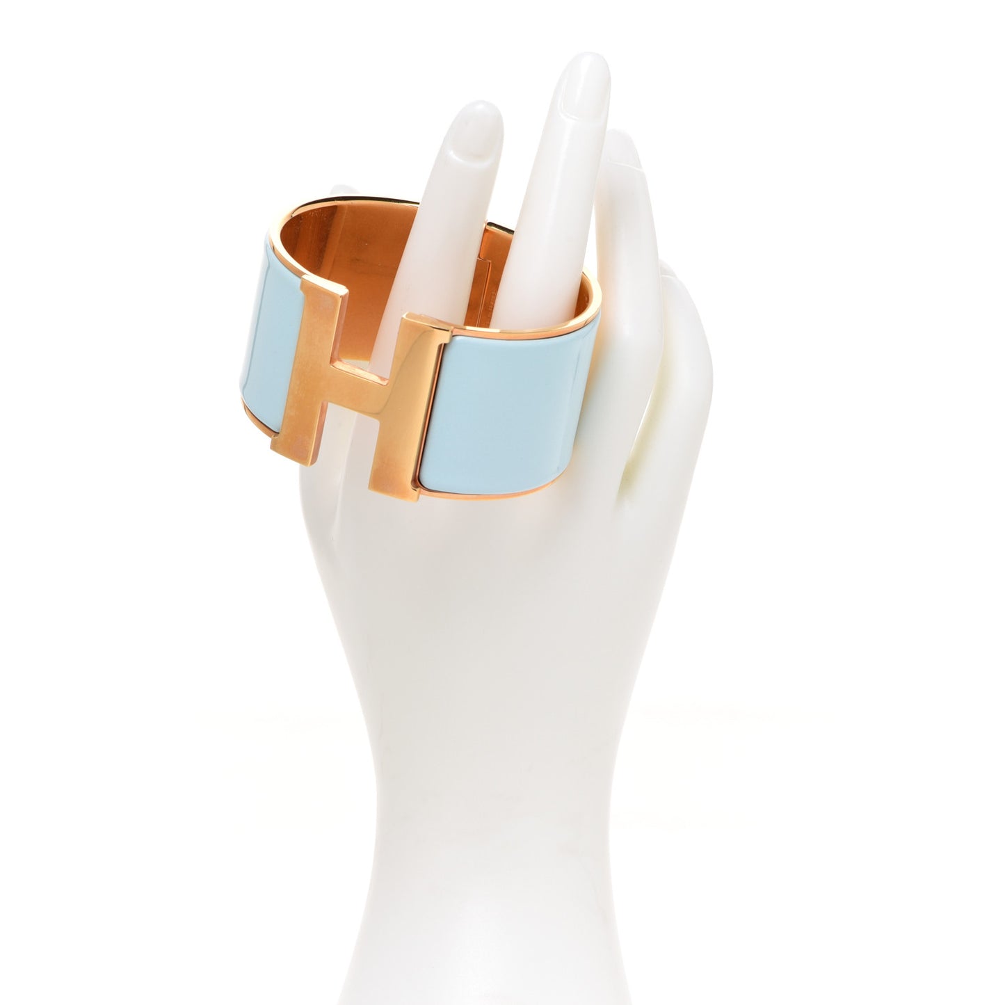 Enamel Extra Wide Clic Clac H Bracelet GM Bleu Glacier