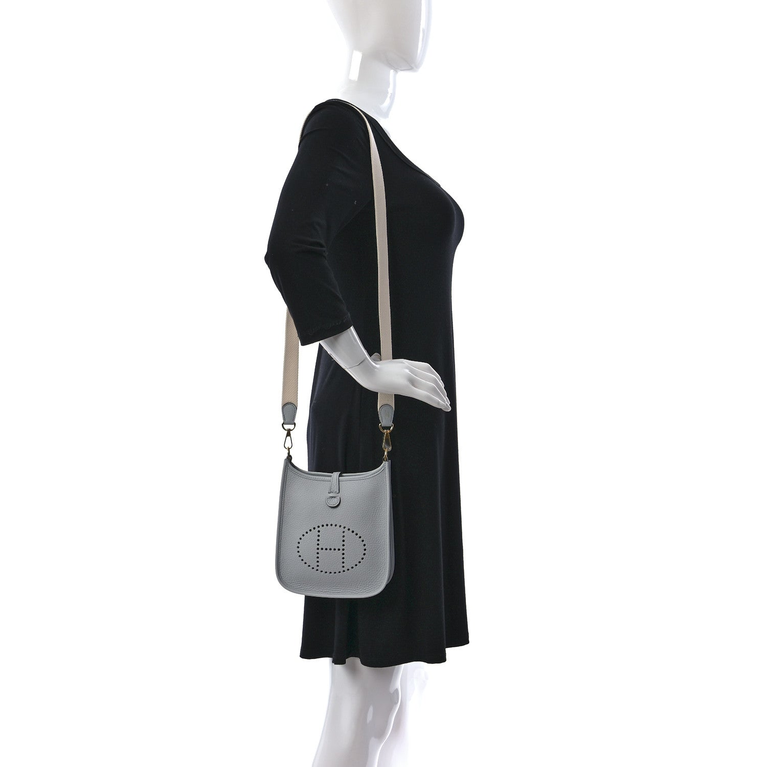Hermes Taurillon Clemence Amazone Evelyne TPM Bleu Pale Nata 2 of 8