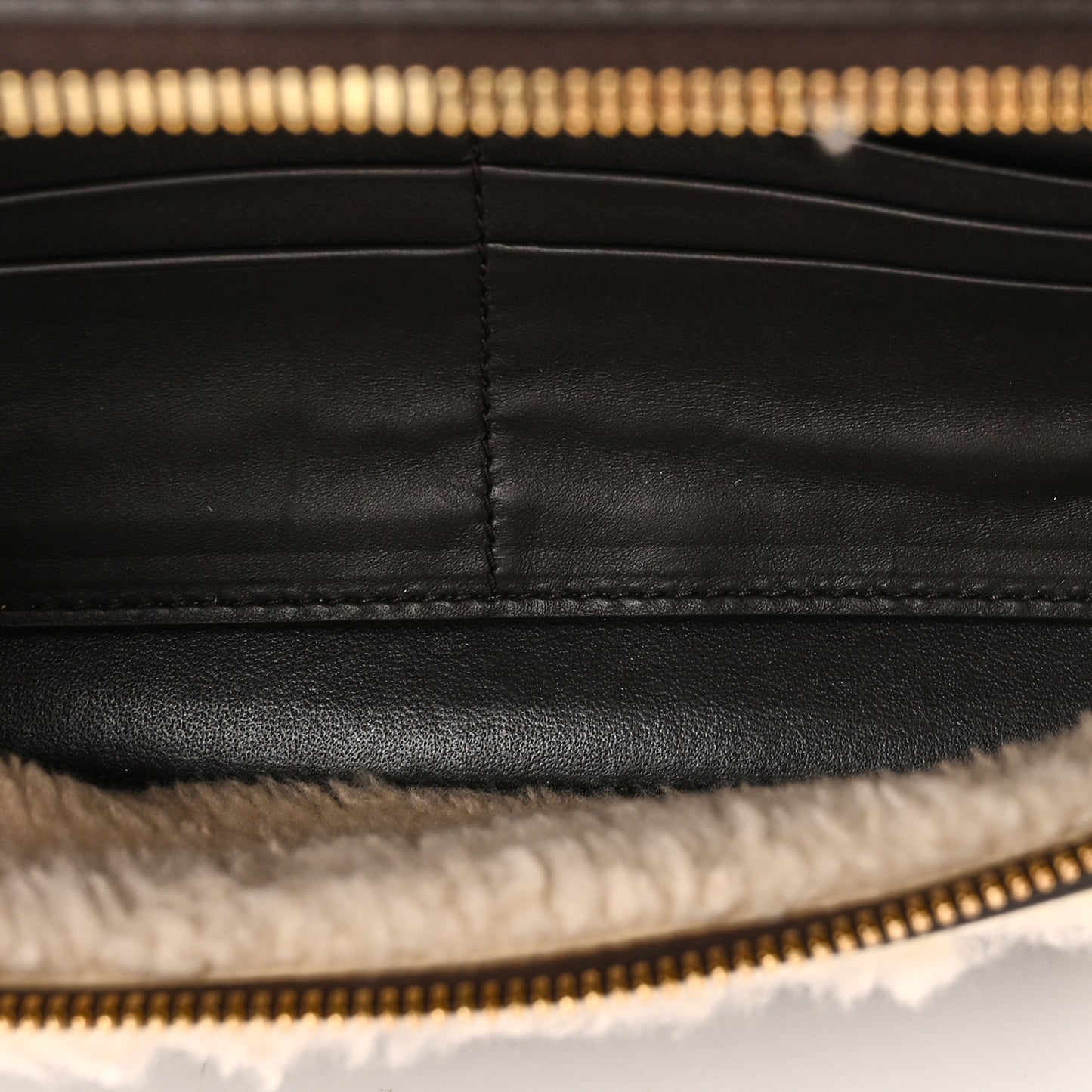 Calfskin Shearling Bang Bang Vanity Case Light Brown Teddy