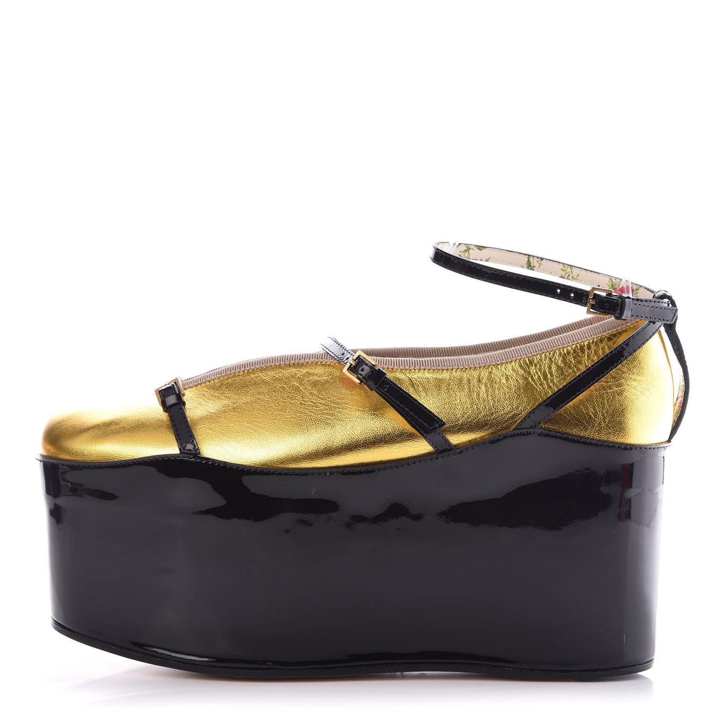 Metallic Nappa Patent Hannelore Detachable Platform Sandals 40 Gold