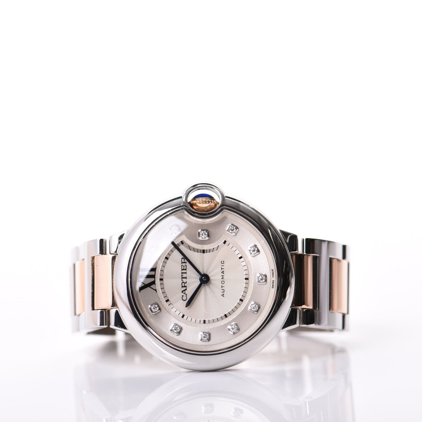 Stainless Steel 18K Pink Gold Diamond 36mm Ballon Bleu De Automatic Watch