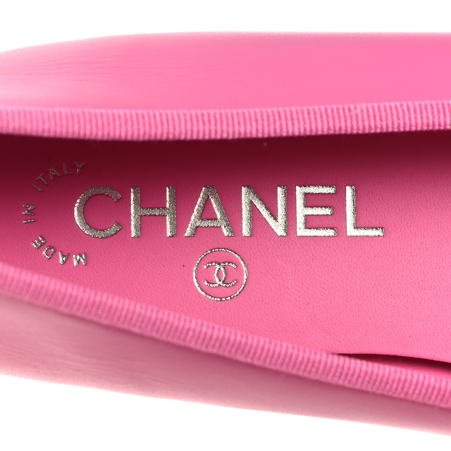 Calfskin Grosgrain Cap Toe CC Ballerina Flats 39 Pink Black