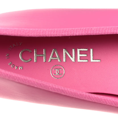 Chanel Calfskin Grosgrain Cap Toe CC Ballerina Flats 39 Pink Black 9 of 10