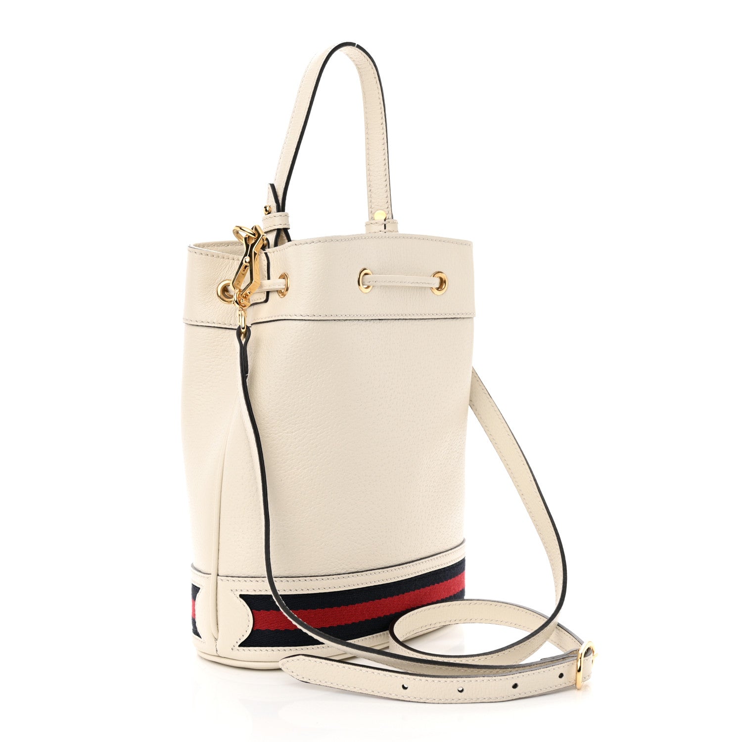 Gucci Glazed Textured Calfskin Web Small Ophidia Bucket Bag Mystic White 3 of 10