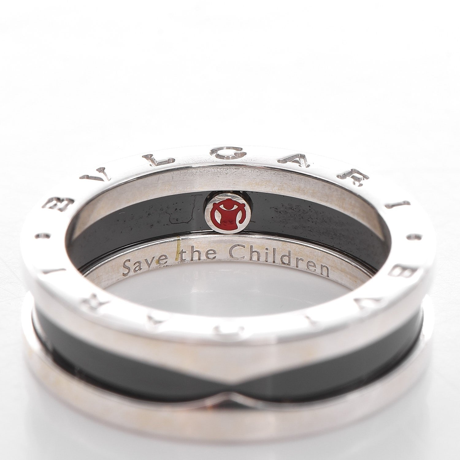 Bulgari Sterling Silver Ceramic Save The Children One-Band Ring 58 8.25 4 of 6