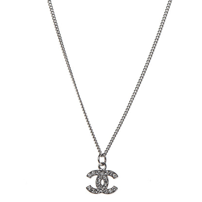 Chanel Crystal Timeless CC Necklace Silver 1 of 6