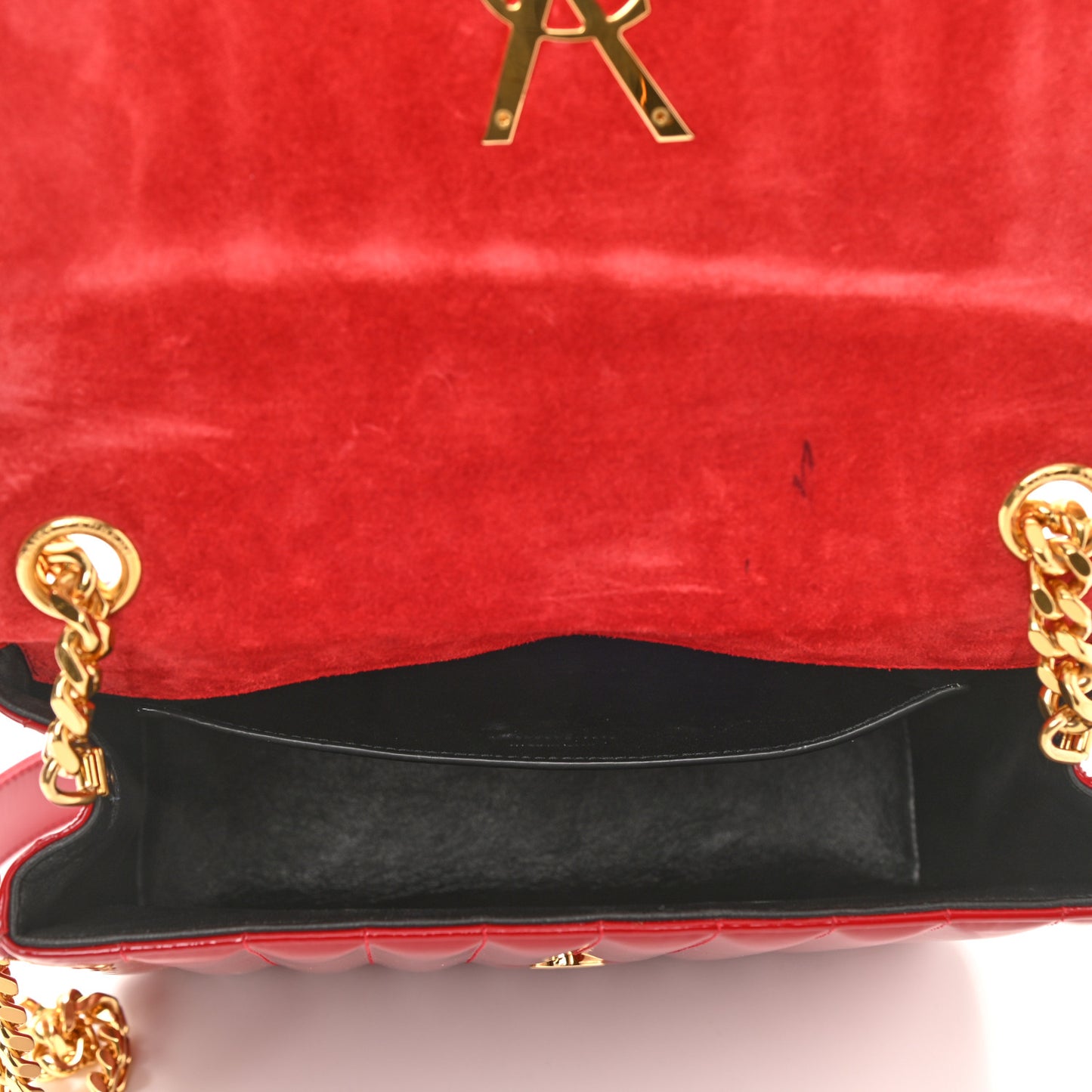 Patent Matelasse Monogram Large Vicky Chain Bag Rouge Eros