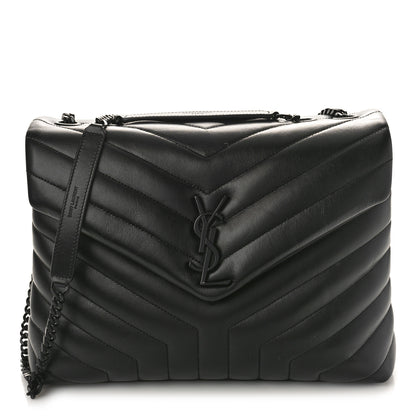 Saint Laurent Calfskin Y Quilted Monogram Monochrome Medium Loulou Chain Satchel Black 1 of 8