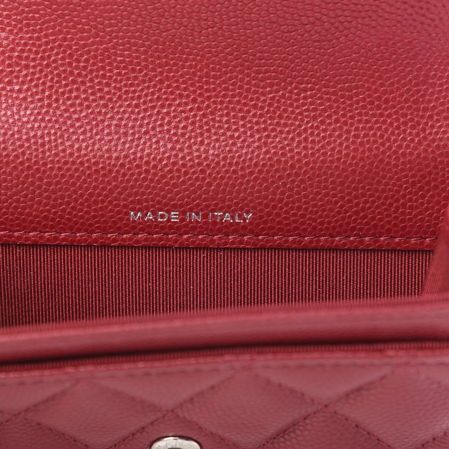 Caviar Quilted Flap Card Holder Wallet Red