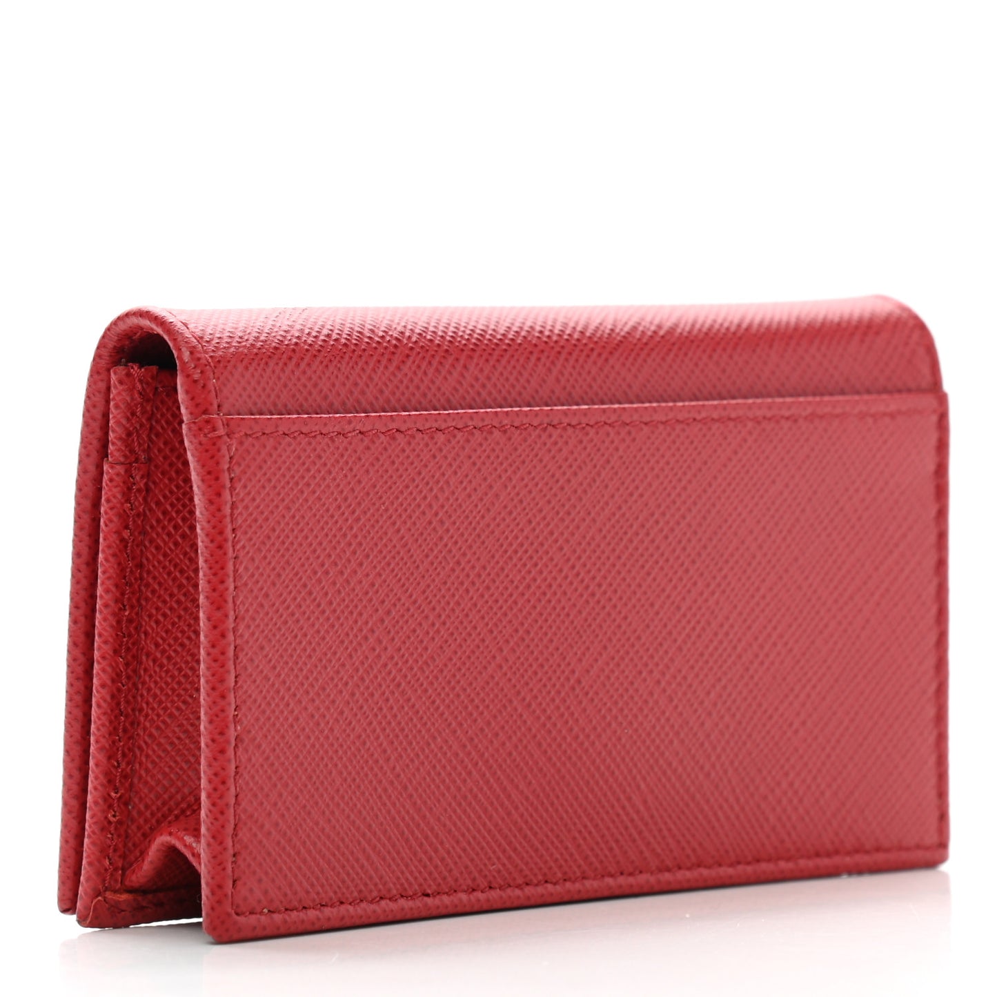 Saffiano Metal Bi-Fold Card Holder Wallet Fuoco