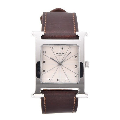Hermes Stainless Steel Barenia 26mm Heure H Hour Quartz Watch Fauve 1 of 8