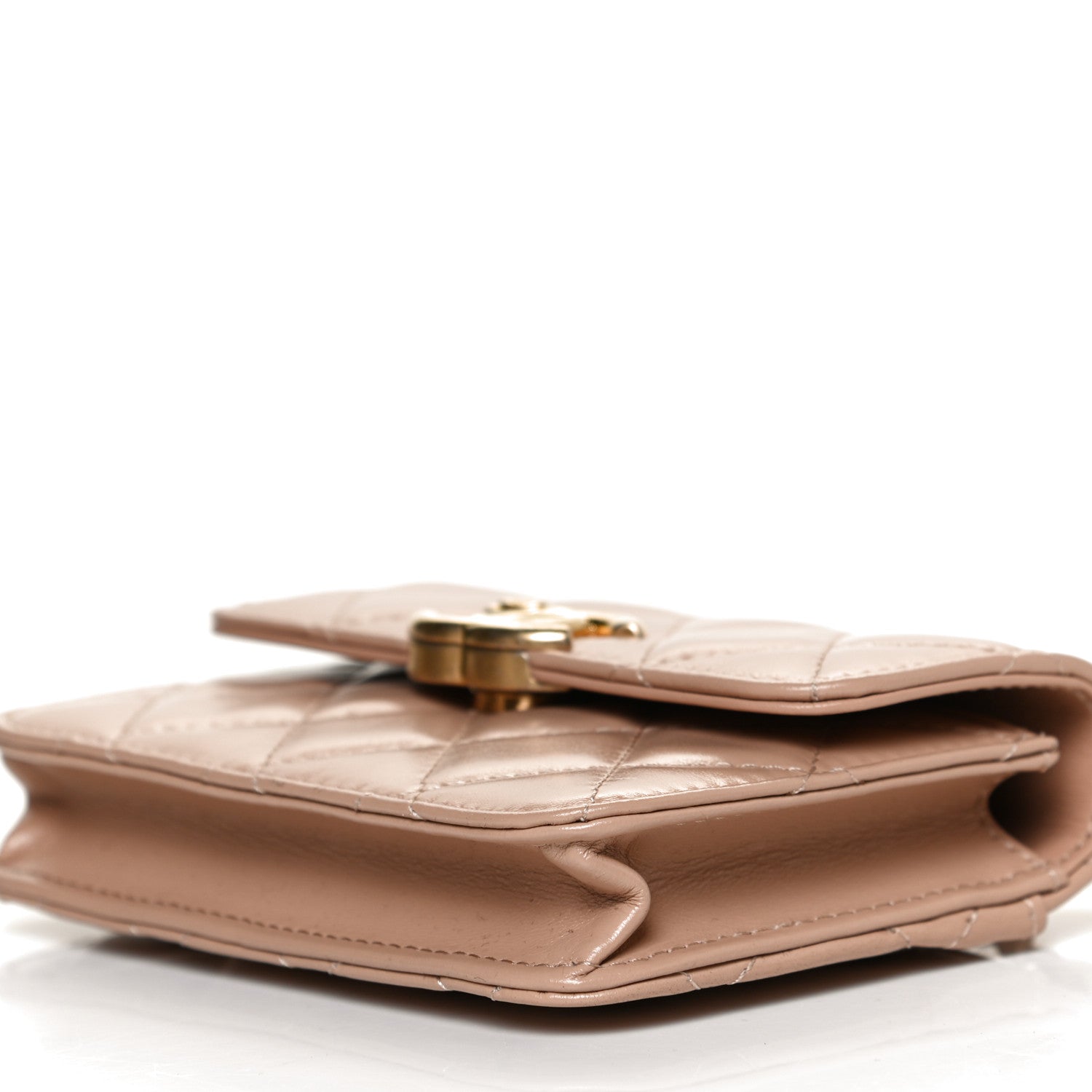 Chanel Calfskin Quilted Perfect Fit Coin Purse With Chain Beige 11 of 12