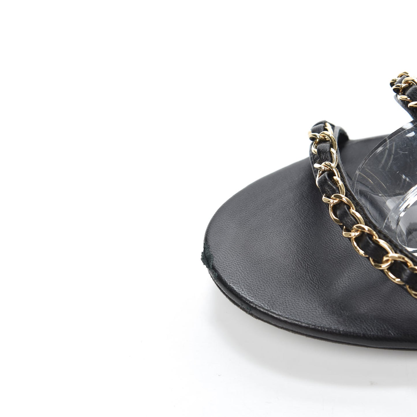 Lambskin CC Chain Sandals 39 Black