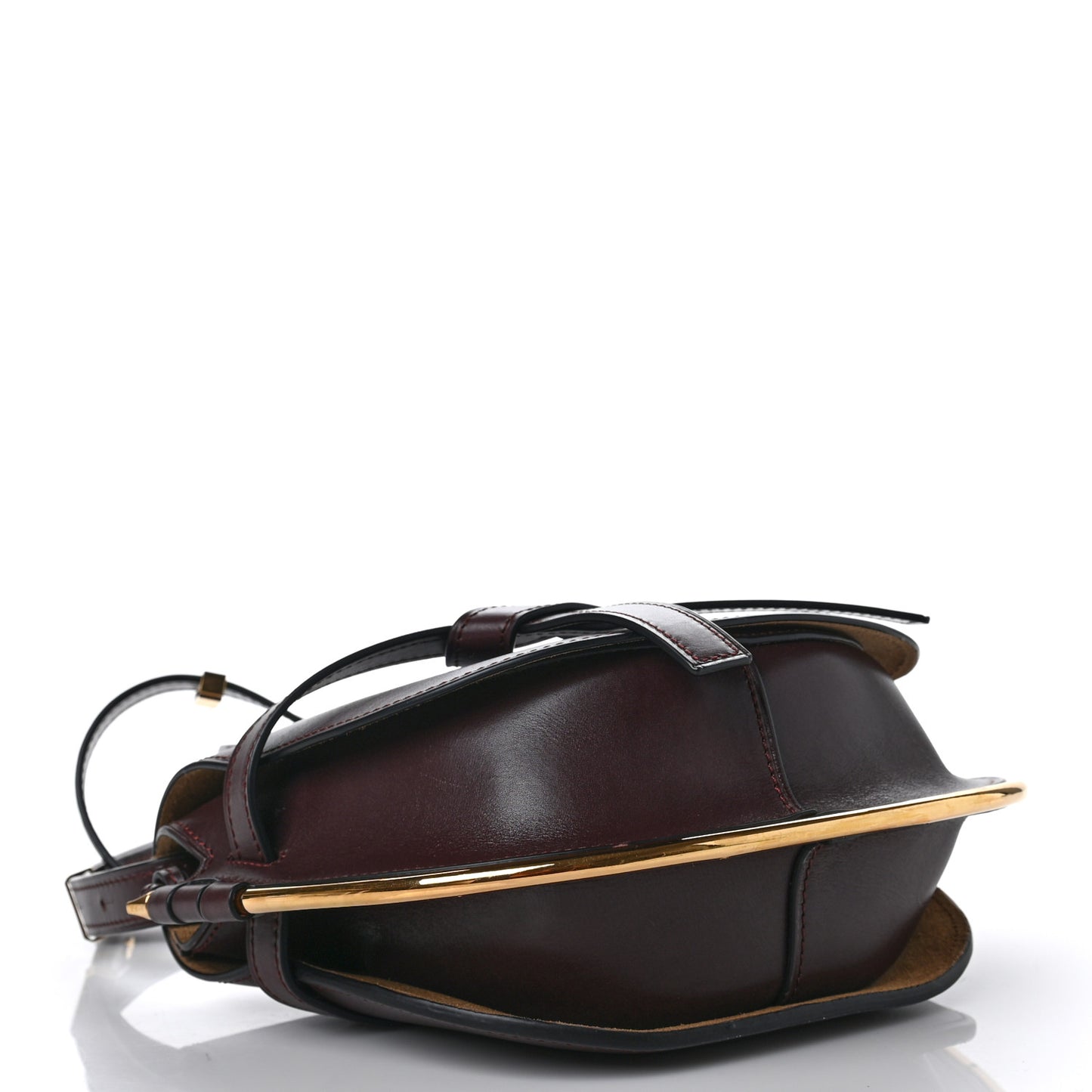 Calfskin Small Metal Gate Crossbody Bag Oxblood