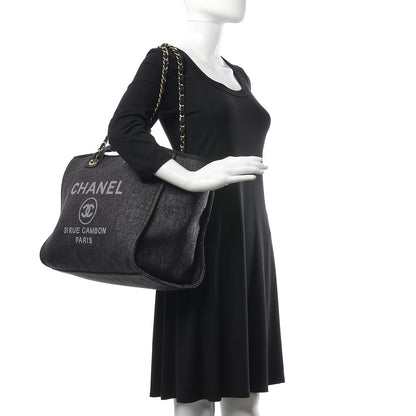 Chanel Woven Straw Raffia Large Deauville Tote Black 2 of 9