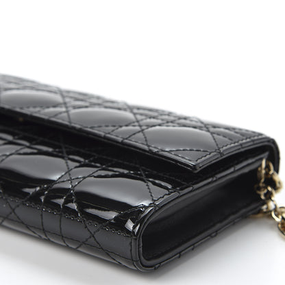 Christian Dior Patent Cannage Rendez-vous Chain Wallet Black 6 of 9