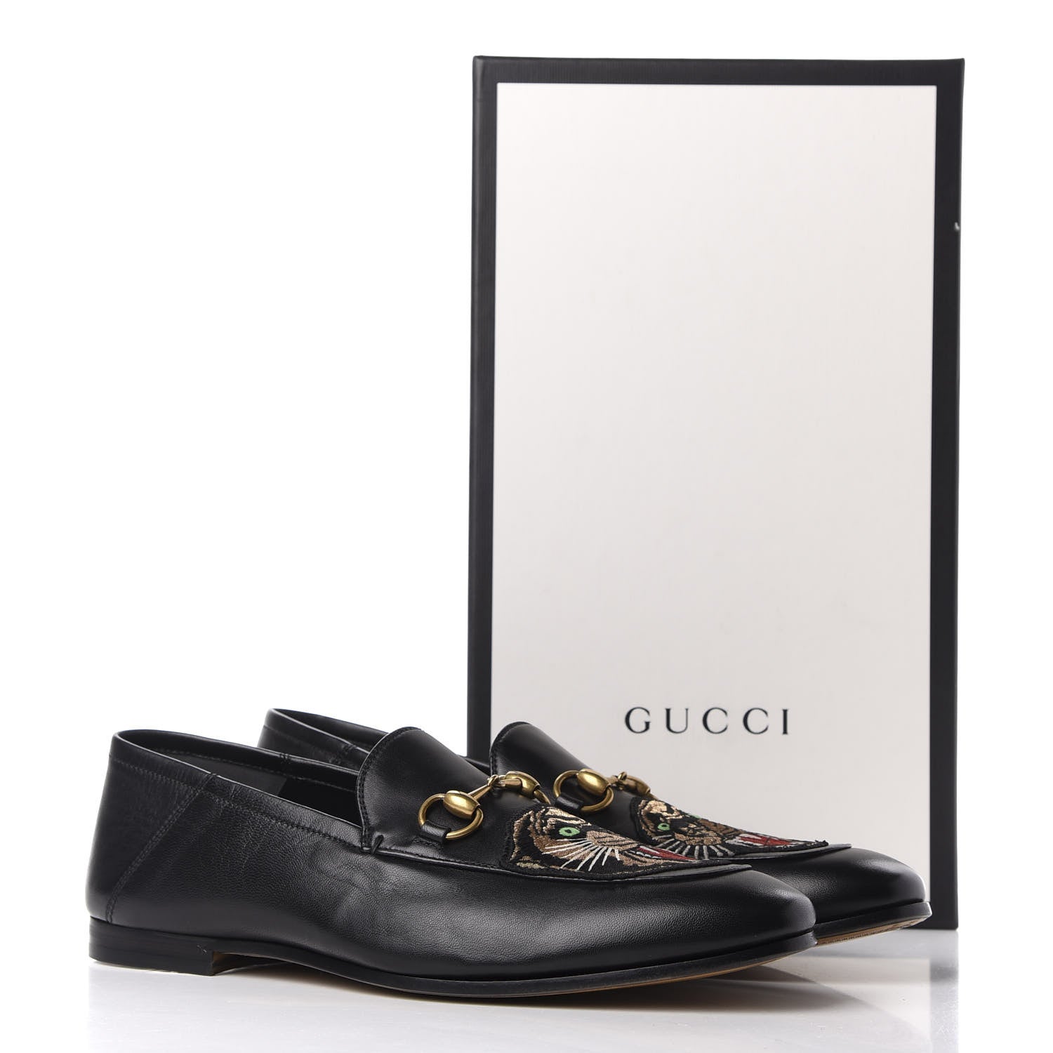 Gucci Goatskin Tiger Embroidered Mens Horsebit Loafers 9 Black 11 of 11
