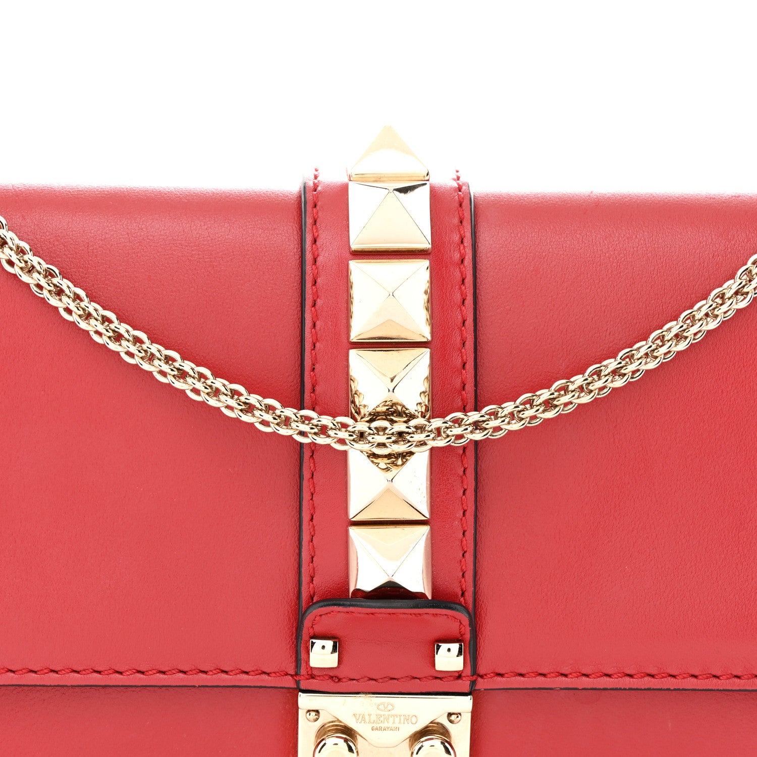 Valentino Garavani Vitello Medium Glam Lock Rockstud Flap Rubino 7 of 14