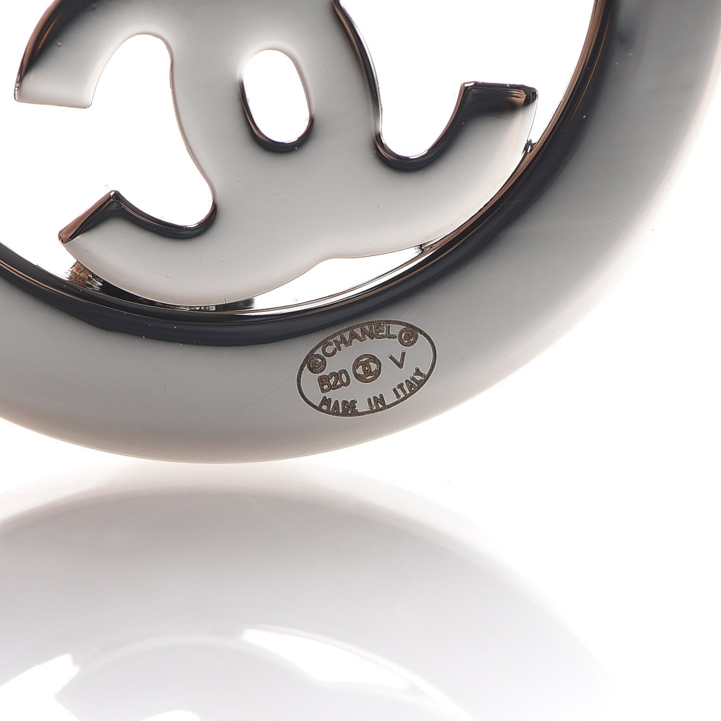 Crystal CC Round Earrings Silver