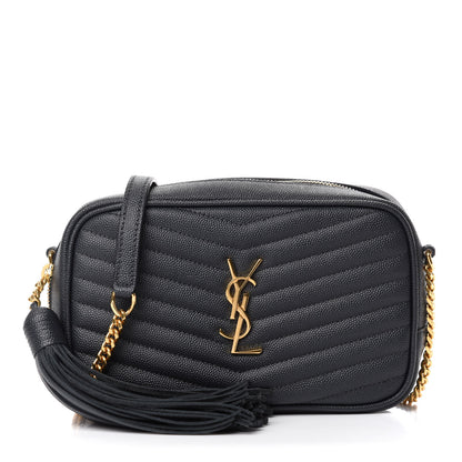 Saint Laurent Grain De Poudre Matelasse Monogram Mini Lou Camera Bag Dark Smog 1 of 11