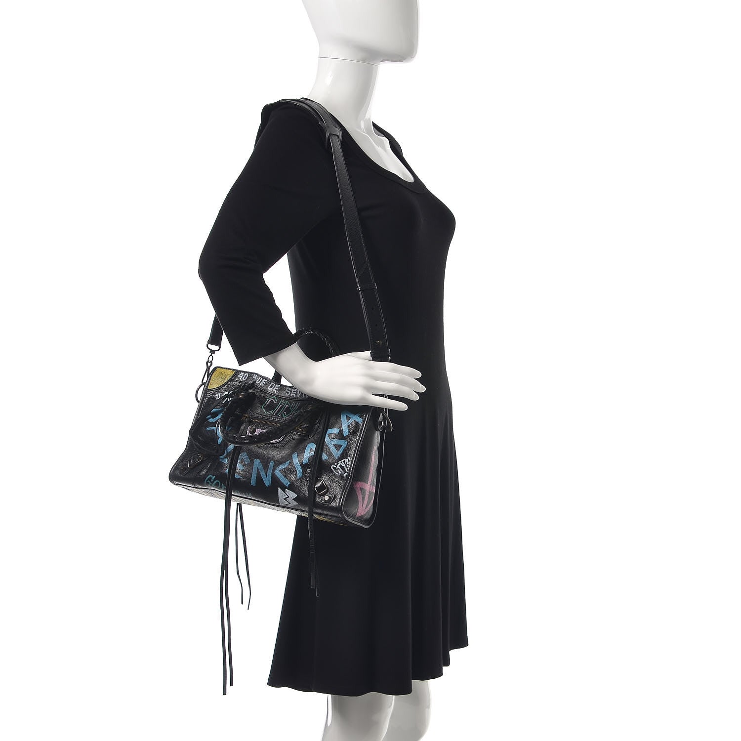 Balenciaga Agneau Graffiti All Over Classic Hardware S City Black Multicolor 2 of 7