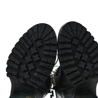 Jimmy Choo Grained Goatskin Pearl Crystal Embellished Cruz Combat Boots 36.5 Black 7 of 9