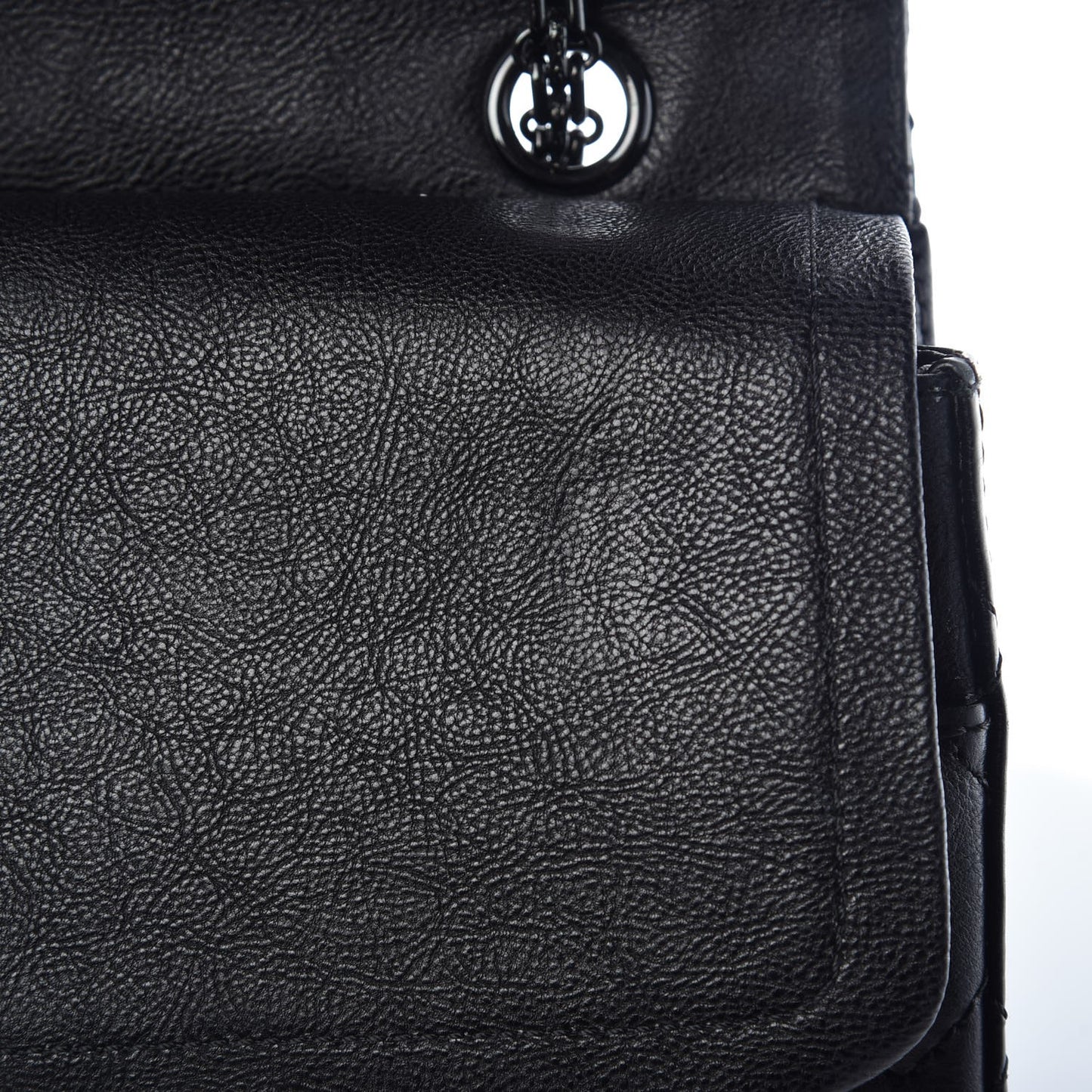 Crumpled Calfskin Quilted 2.55 Reissue 227 Flap So Black