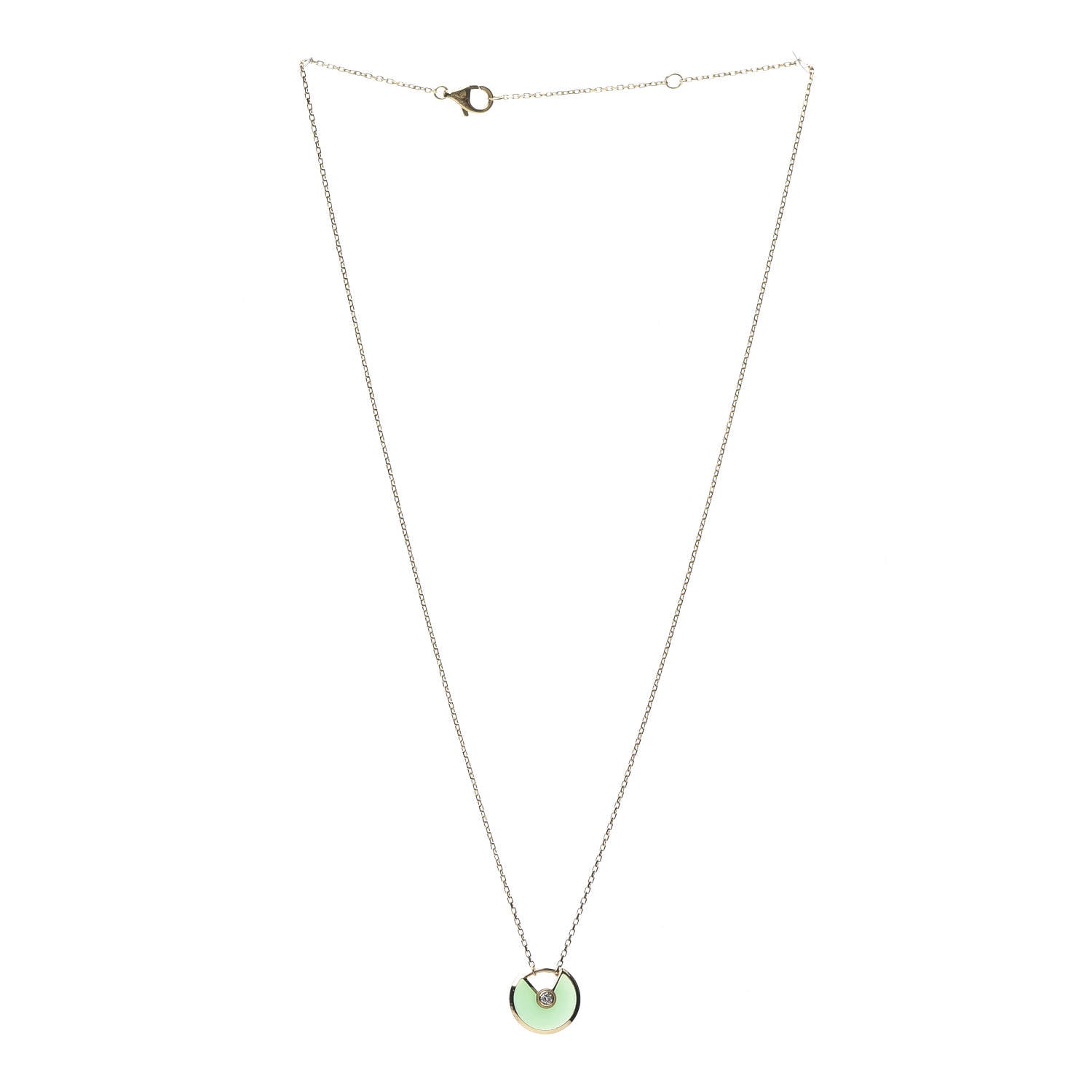 Cartier 18K Yellow Gold Diamond Chrysoprase XS Amulette de Cartier Pendant Necklace 3 of 6