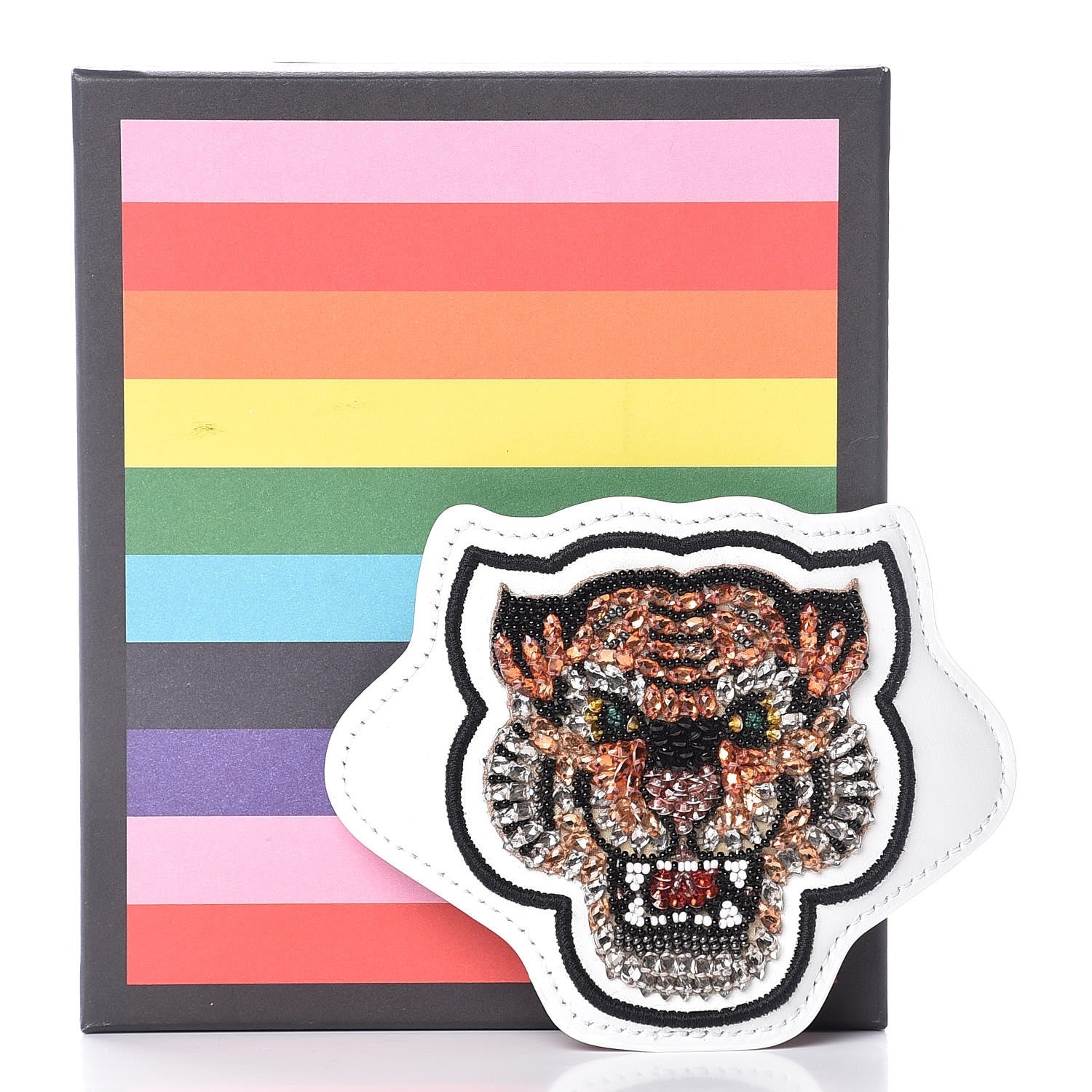 Gucci Calfskin Embellished Ace Tiger Patch White 4 of 4