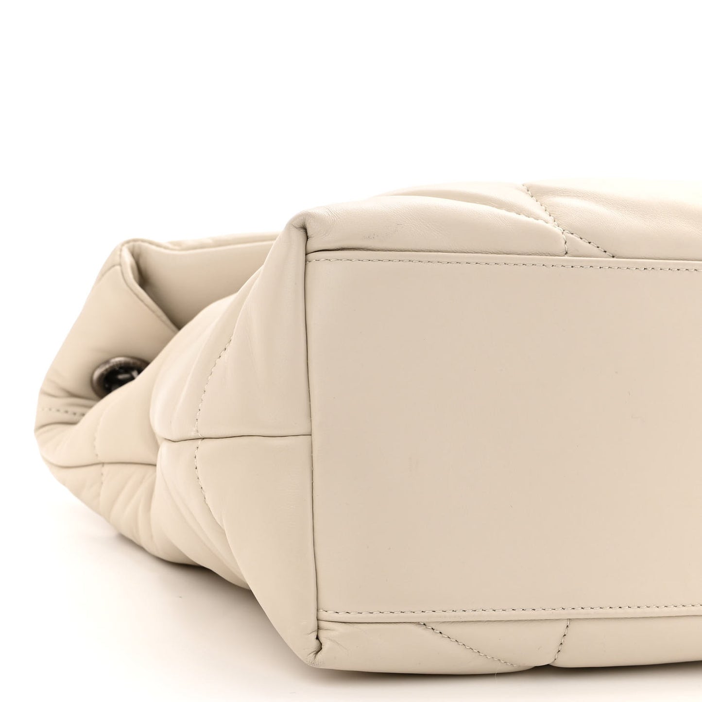 Lambskin Quilted Medium Loulou Puffer Monogram Chain Satchel Crema Soft
