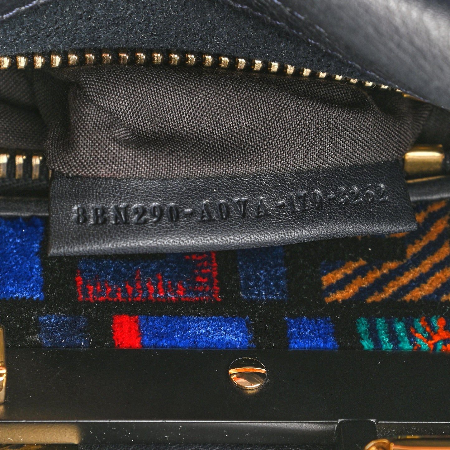 Calfskin Velvet Fun Fair Medium Peekaboo Iconic Satchel Night Blue Multicolor