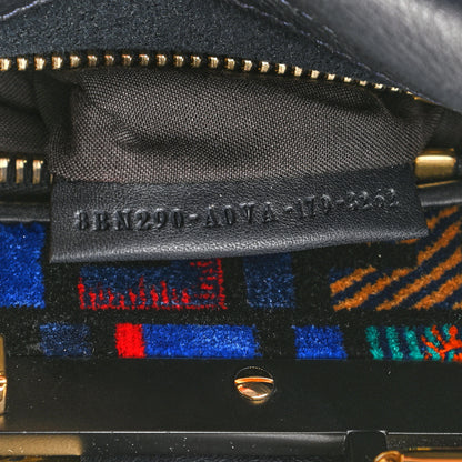 Fendi Calfskin Velvet Fun Fair Medium Peekaboo Iconic Satchel Night Blue Multicolor 7 of 9