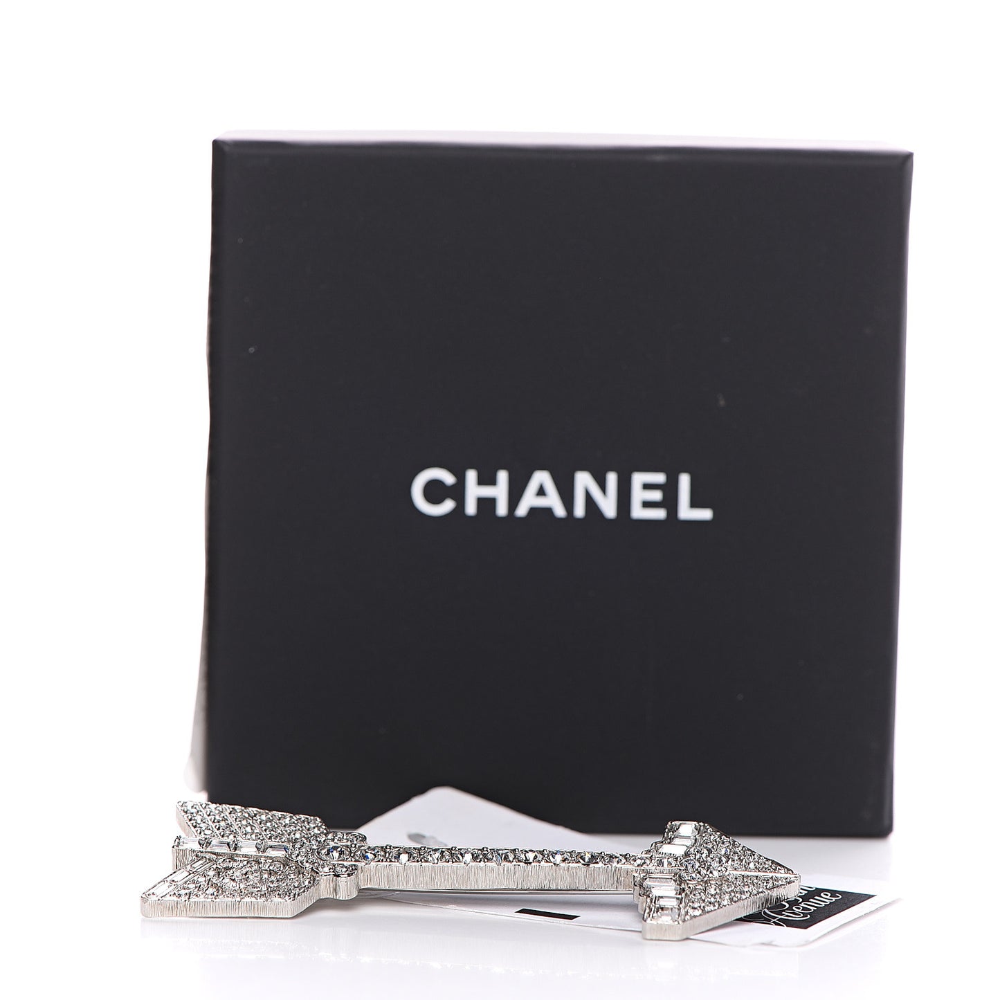 Crystal CC Arrow Brooch Silver