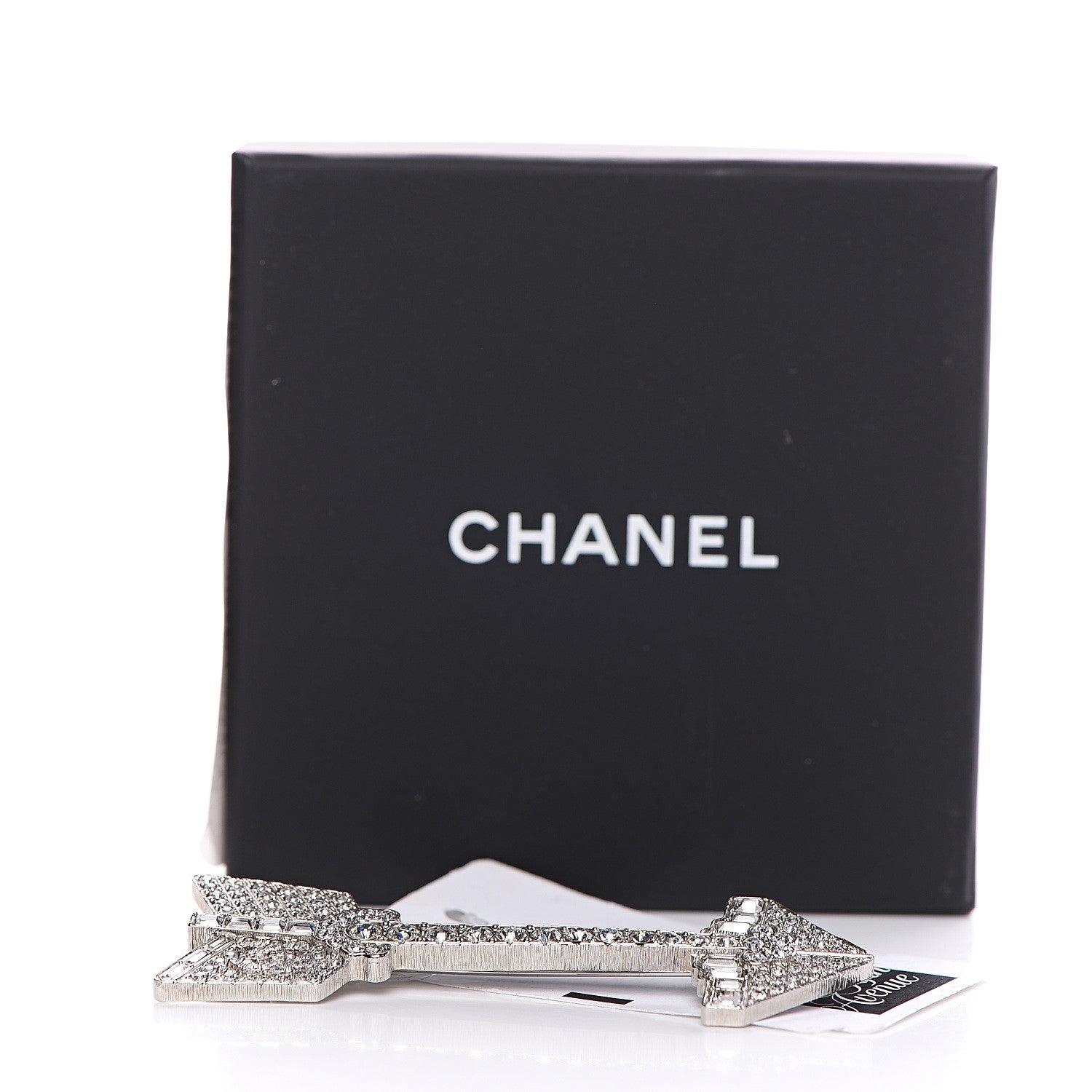 Chanel Crystal CC Arrow Brooch Silver 4 of 4