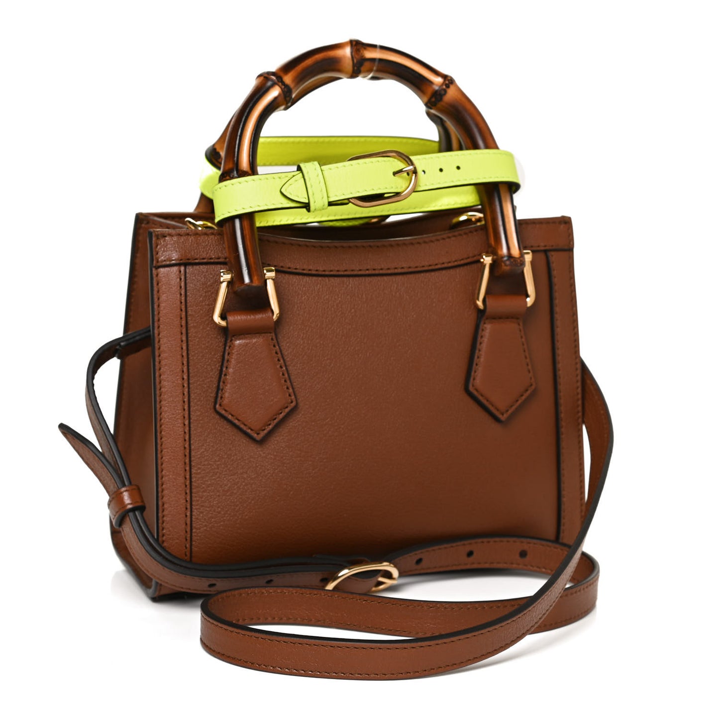 Wonka Grain Calfskin Mini Diana Tote Bag Cuir Yellow Fluo