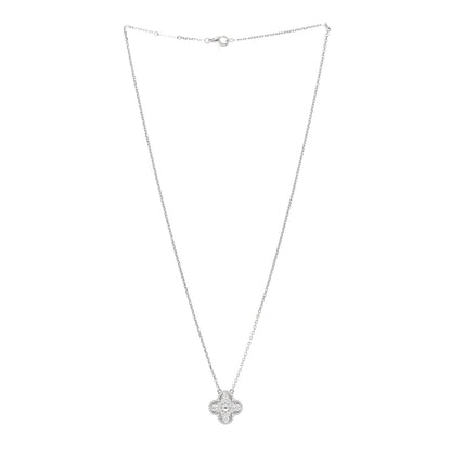 Van Cleef & Arpels 18K White Gold Diamond Vintage Alhambra Pendant Necklace 3 of 5