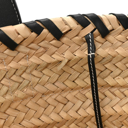 Loewe Raffia Calfskin Woven Basket Tote Bag Natural Black 12 of 13