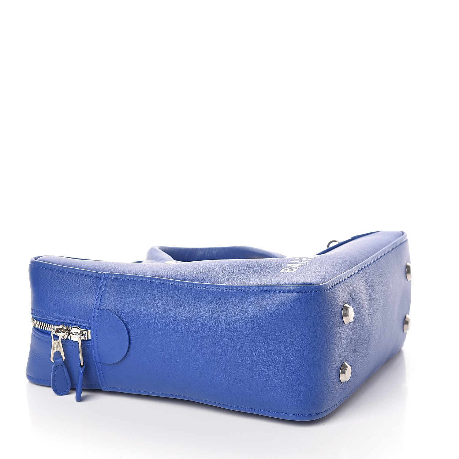 Balenciaga Shiny Day Calfskin Logo S Triangle Duffle Bleu Roi White 4 of 11