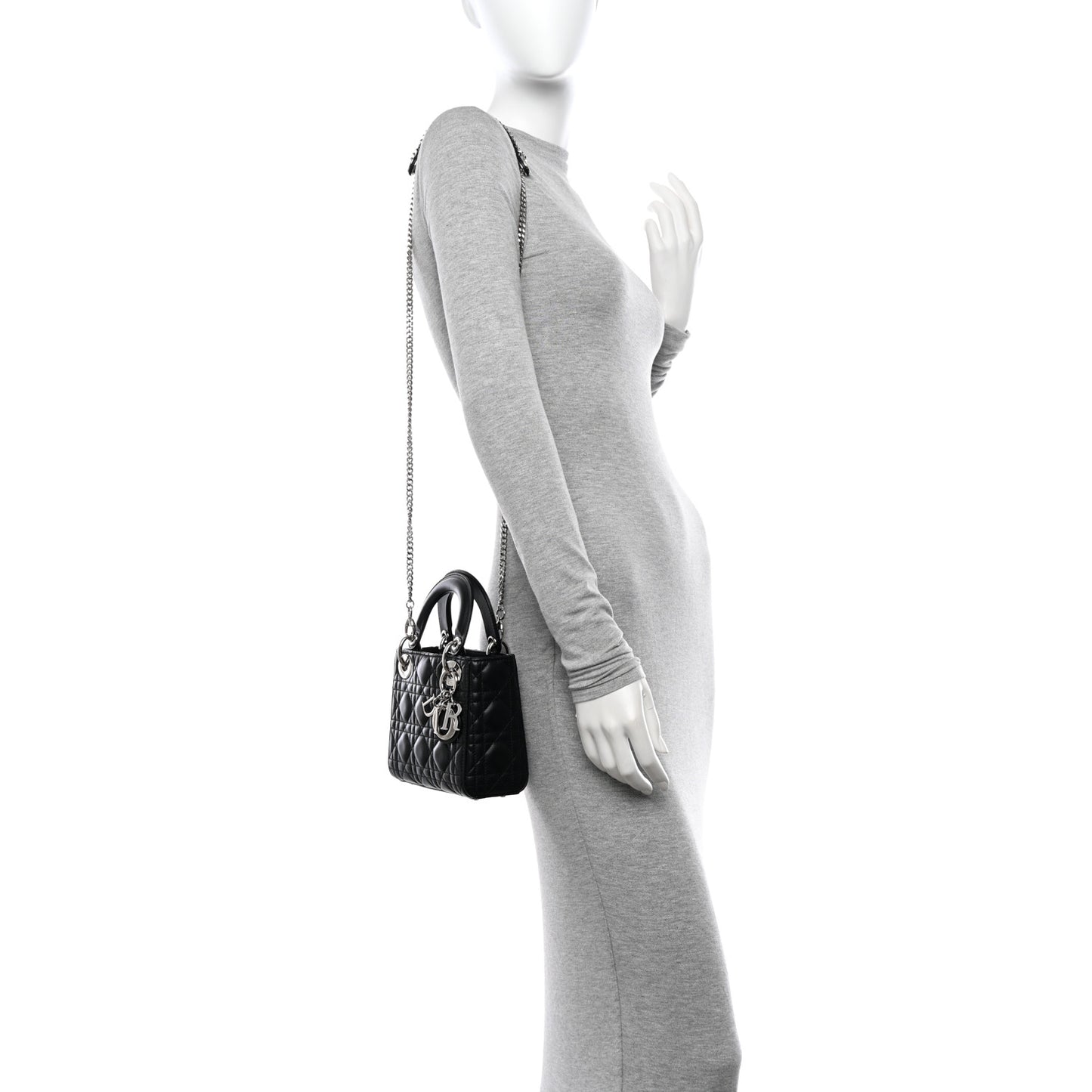 Lambskin Cannage Mini Lady Dior Black