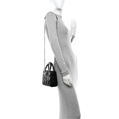 Christian Dior Lambskin Cannage Mini Lady Dior Black 2 of 12