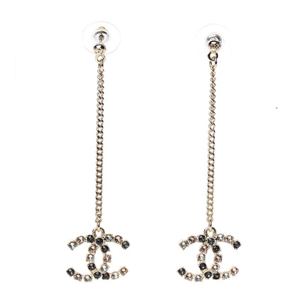 Chanel Crystal CC Drop Earrings Pink Grey Gold 1 of 3