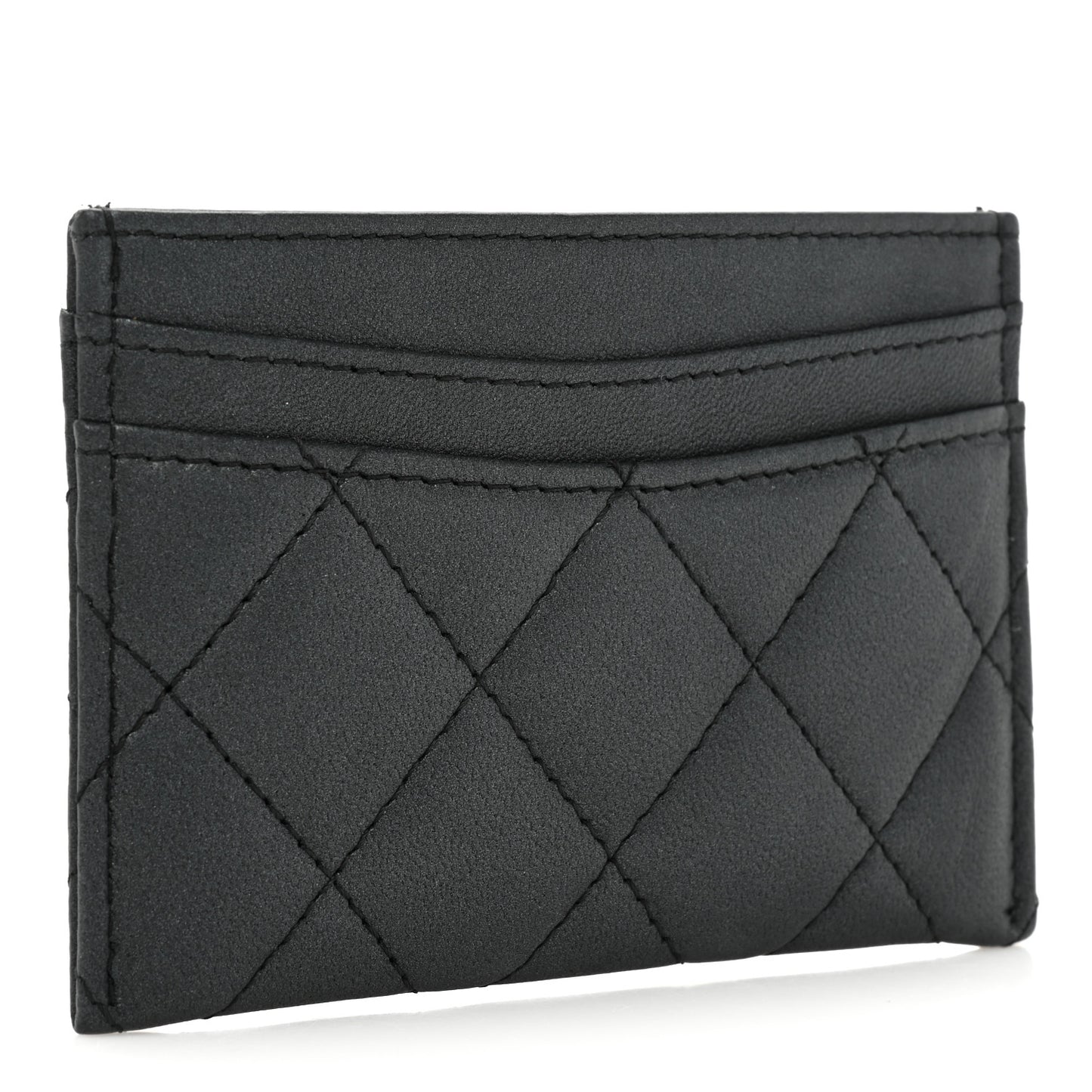 Pearly Lambskin Quilted Card Holder So Black